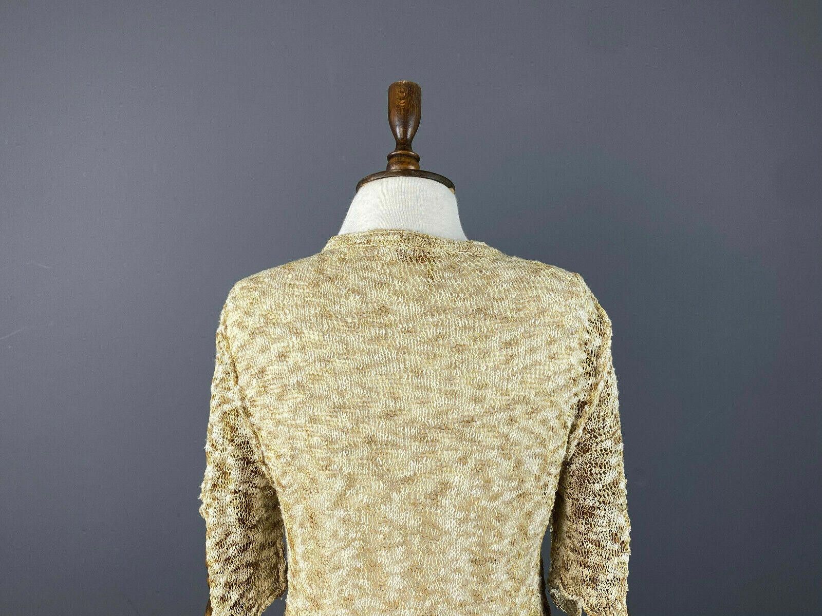 Designer Elisa Cavaletti Sono Italiano Beige Knit Sweater Cape M L Size M / US 6-8 / IT 42-44 - 7 Thumbnail