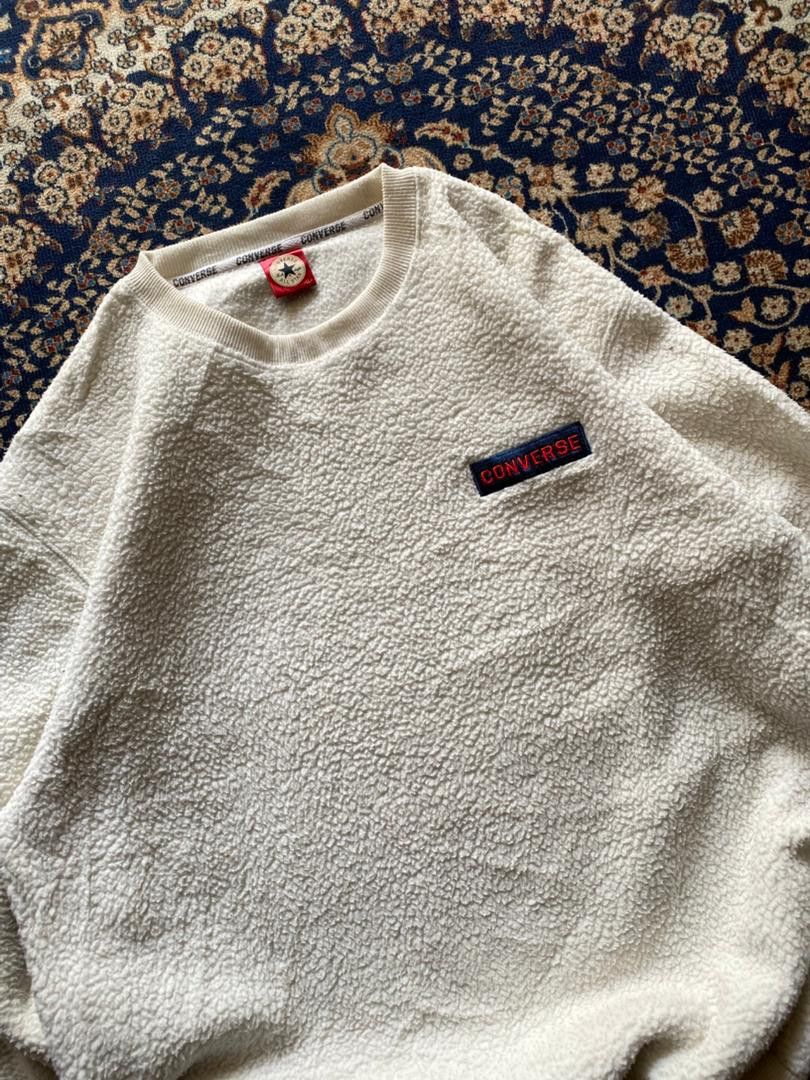Japanese Brand Converse White Fleece Sweatshirt Size US M / EU 48-50 / 2 - 2 Thumbnail