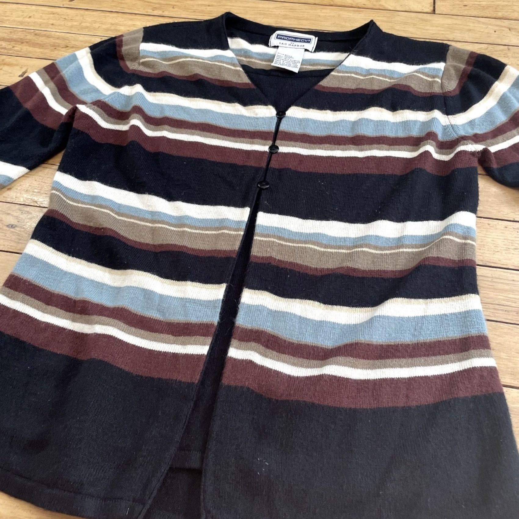Vintage PROPHECY by SAG HARBOR Cardigan Women S Stripe Y2k Academia Button Knit Sweater Size S / US 4 / IT 40 - 6 Thumbnail
