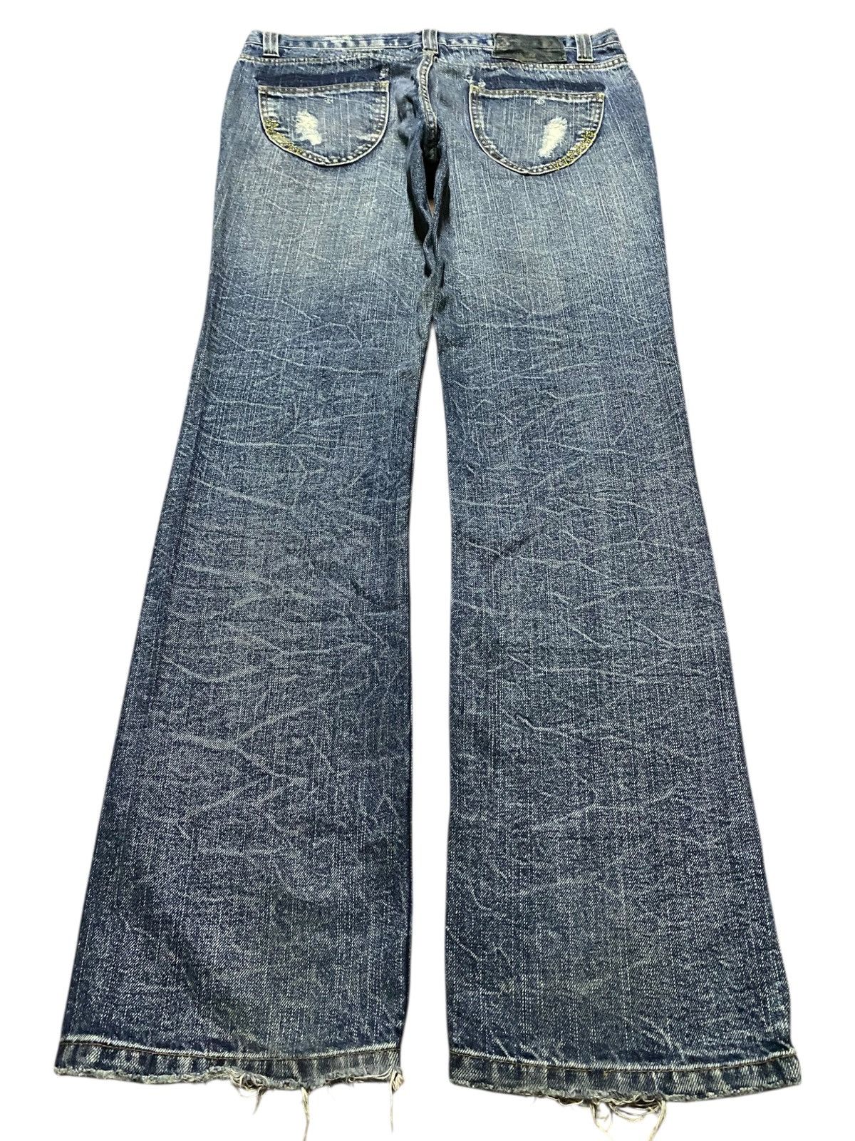 Le Grande Bleu (L.G.B.) Vintage Japanese Brand Thunder Distressed Little Bootcut Size US 35 - 2 Thumbnail