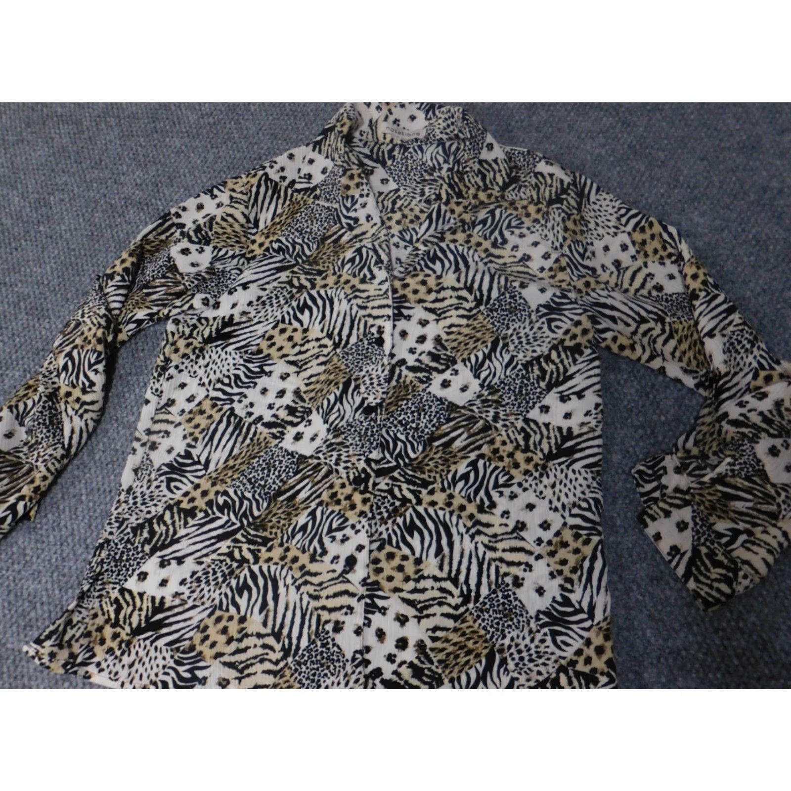 Vintage Notations Womens Blouse Button Down Large Brown Nature Size L / US 10 / IT 46 - 2 Thumbnail