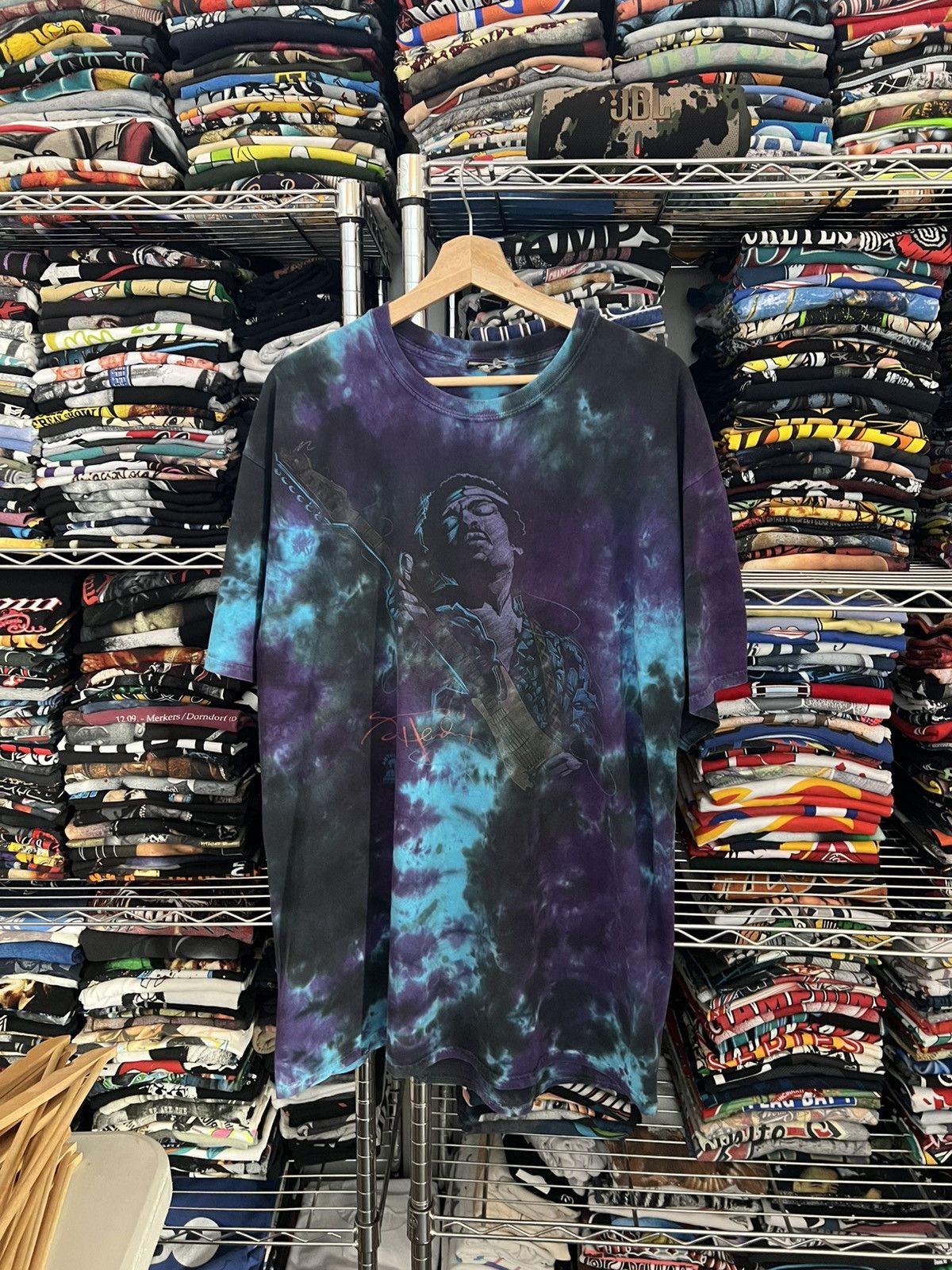 Band Tees 2009 Jimmi Hendrix Liquid Blue Tye Die Tee Size US XXL / EU 58 / 5 - 1 Thumbnail