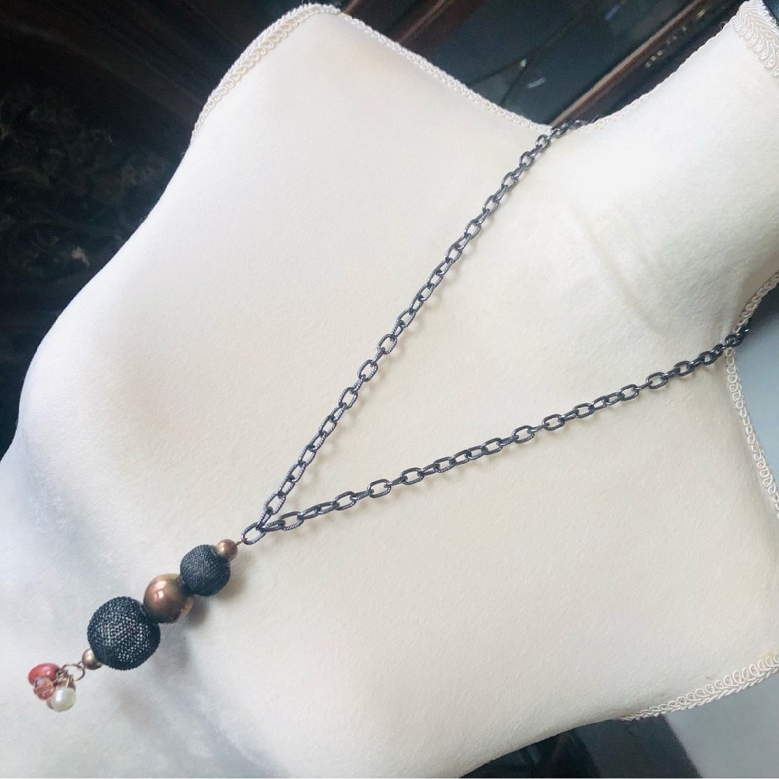 Handmade Handcrafted repurpose black gunmetal chain necklace Size ONE SIZE - 1 Thumbnail