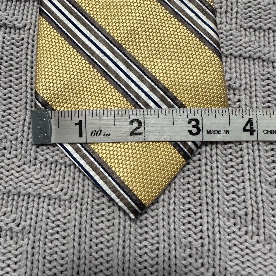 Paul Fredrick Paul Fredrick yellow and bronze striped Italian silk tie Size ONE SIZE - 5 Thumbnail