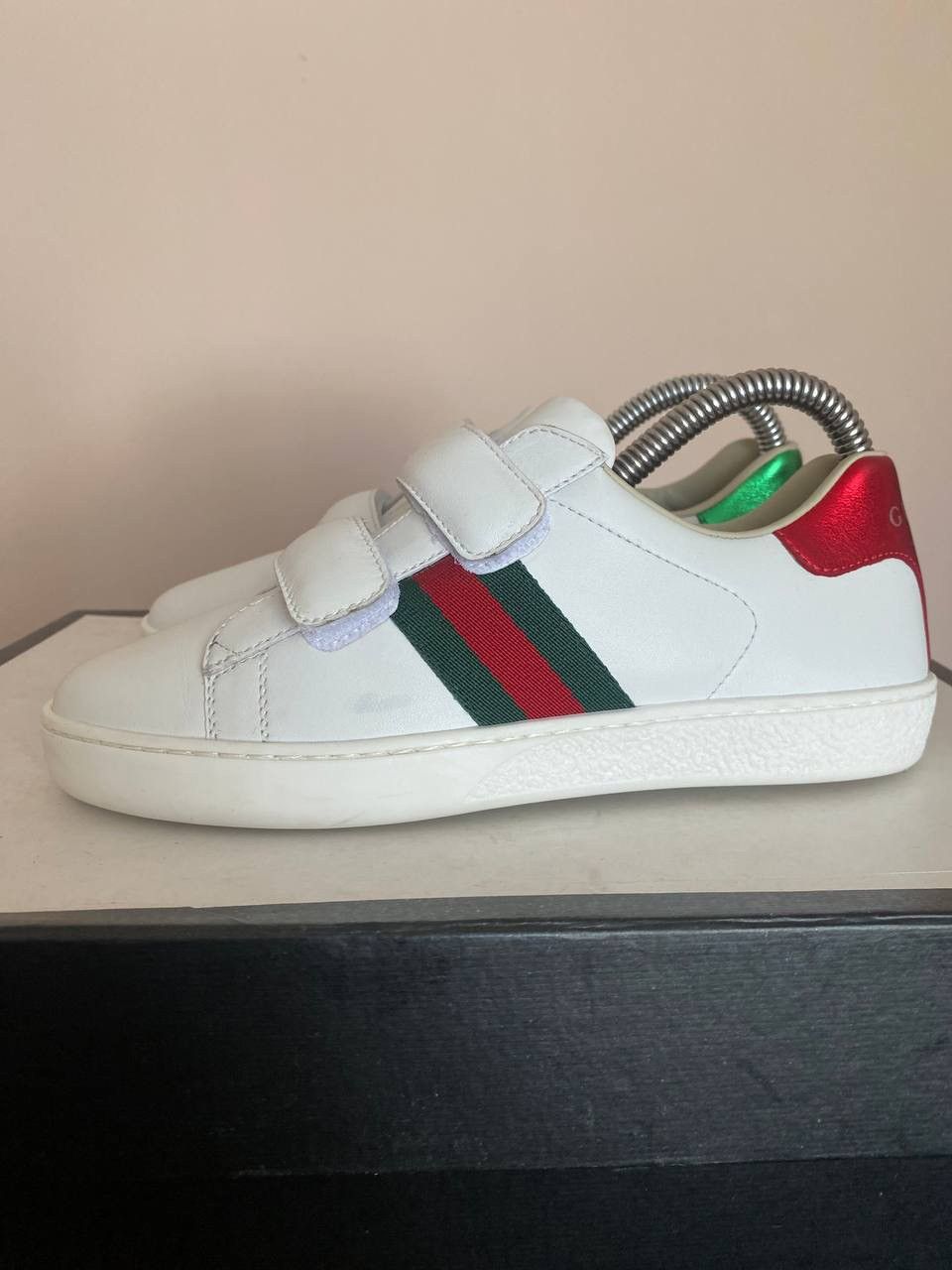 Gucci Gucci Kids ACE Leather Velcro Sneakers Size US 5 / EU 37 - 5 Thumbnail