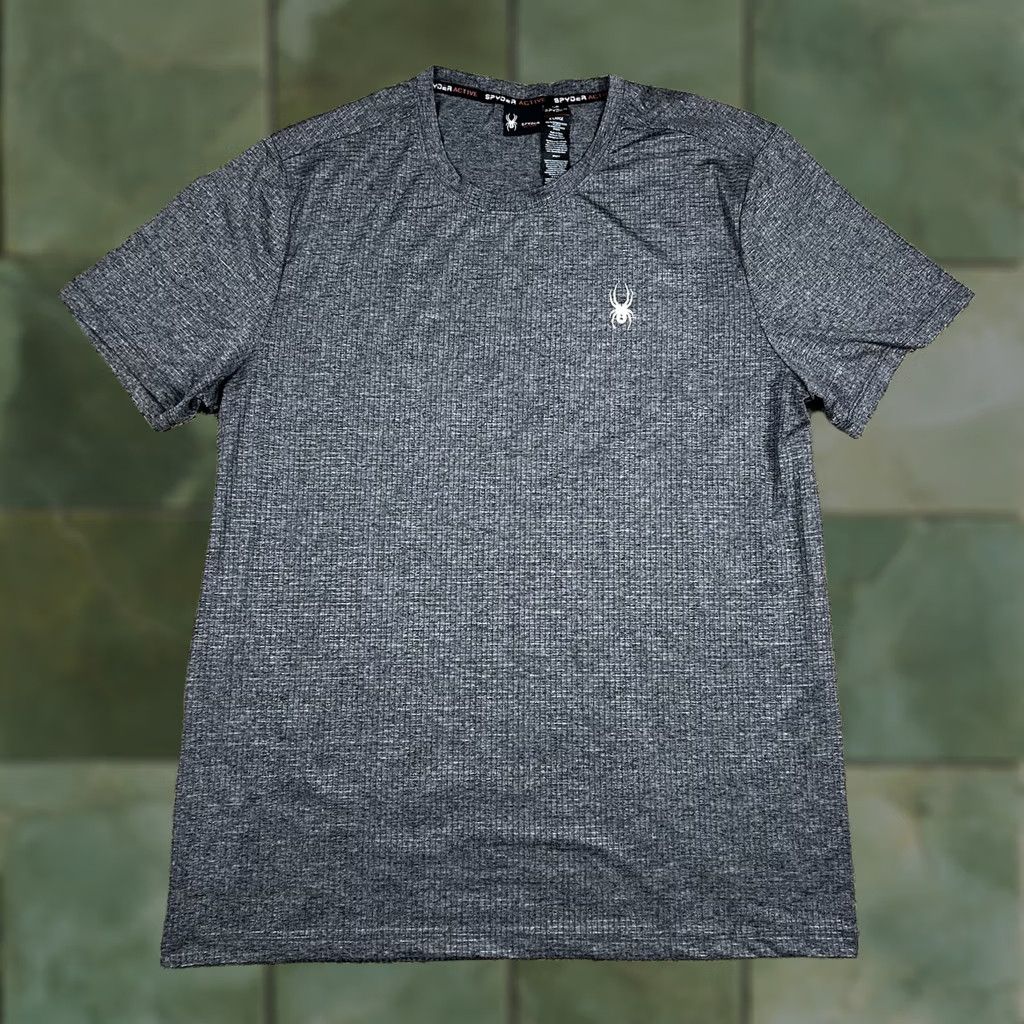 Spyder Spyder T-Shirt Mens XL Gym Activewear Black Widow Logo Heathered Gray Polyester Spandex Daily Wear Tee Size US XL / EU 56 / 4 - 1 Thumbnail