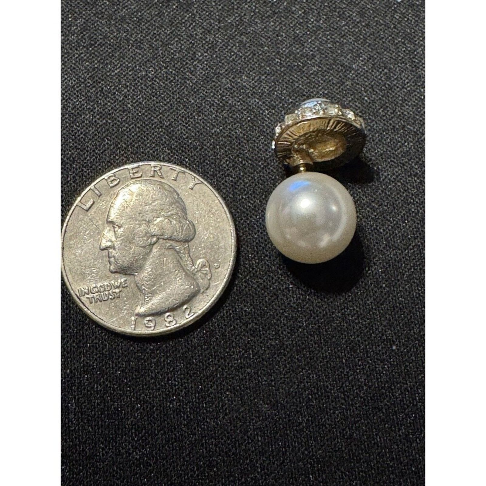 Other Costume Faux Pearl Double Sided Rhinestone Earrings Size ONE SIZE - 3 Thumbnail
