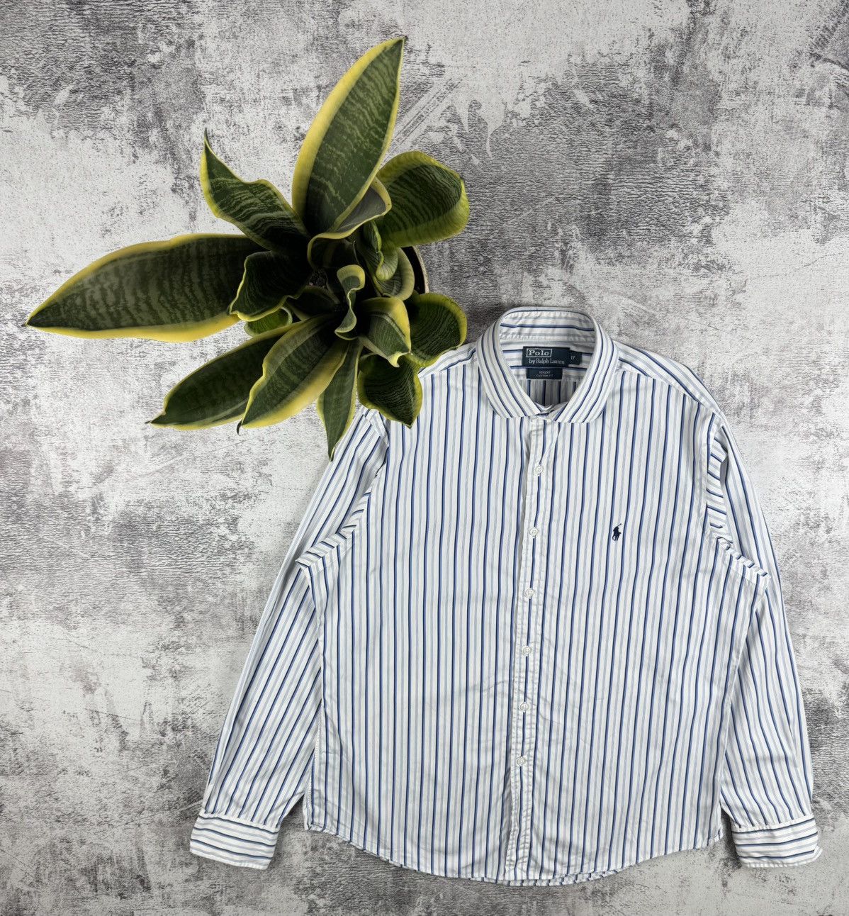 Polo Ralph Lauren Polo Ralph Lauren Blue Striped Blank Longsleeve Button Shirt Size US XL / EU 56 / 4 - 1 Thumbnail