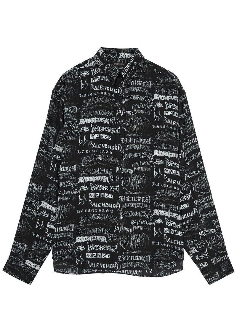 Balenciaga balenciaga Metal diy logo print long sleeve shirt large fit in black Size US S / EU 44-46 / 1 - 1 Thumbnail