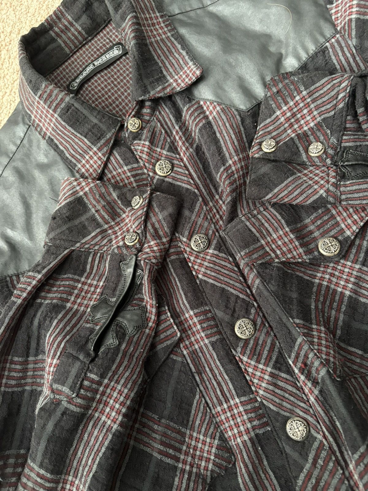 Chrome Hearts Chrome Hearts Plaid Shirt Flannel Button with leather cross Size US S / EU 44-46 / 1 - 16 Thumbnail