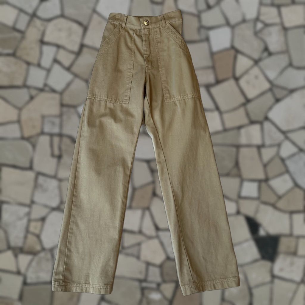 Big Bud Press VINTAGE Big Bud Press Work Pants Twill Utility Trouser Women’s 2XS Tan Solid Patch Pockets High Rise Cotton Relaxed Jeans 29in 24in 11 Rise Mens? Size 24" / US 00 / IT 34 - 1 Thumbnail