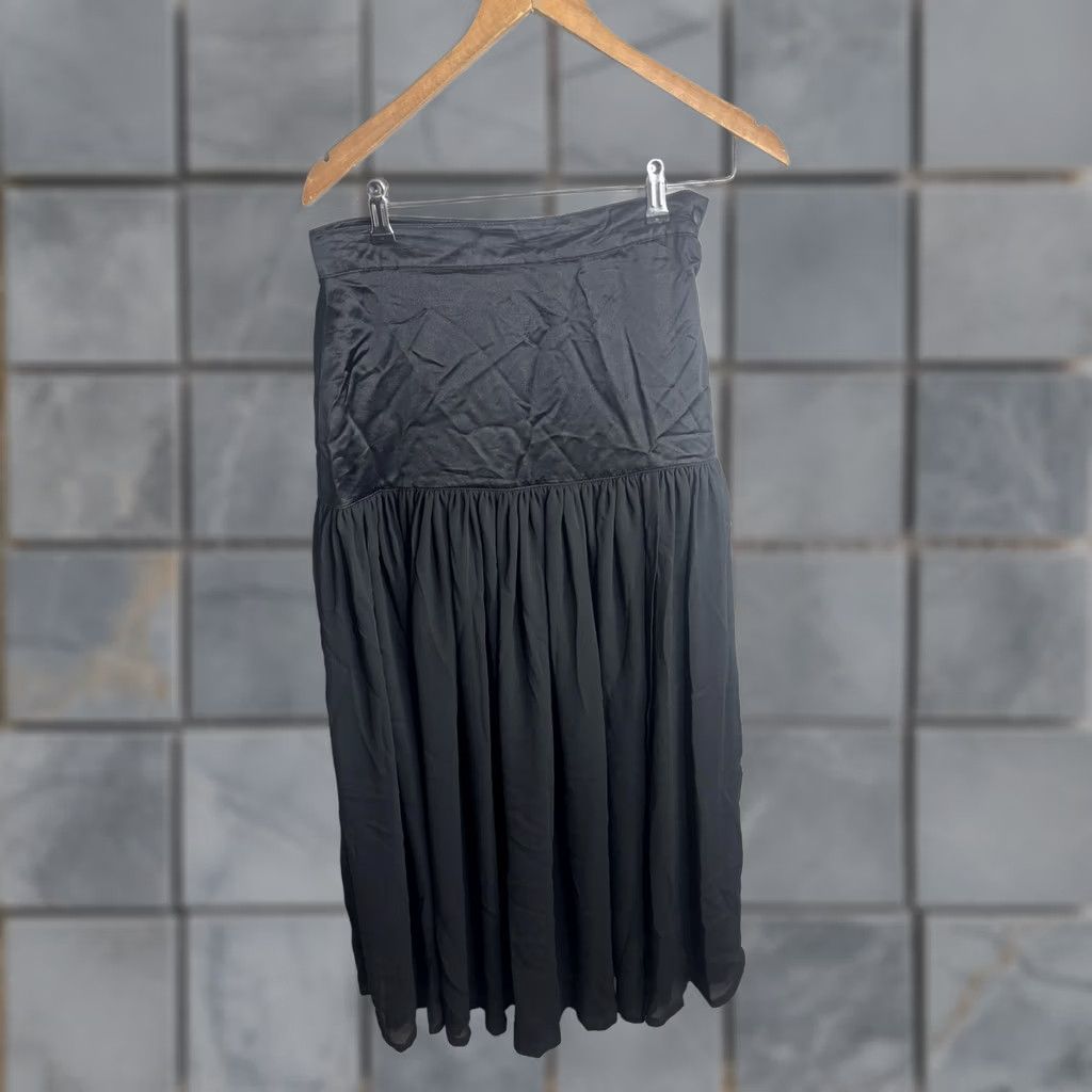 Escada Vintage Escada Skirt Womens 38 Black Satin Chiffon Maxi High Waist Long Boho Size 28" / US 6 / IT 42 - 1 Thumbnail
