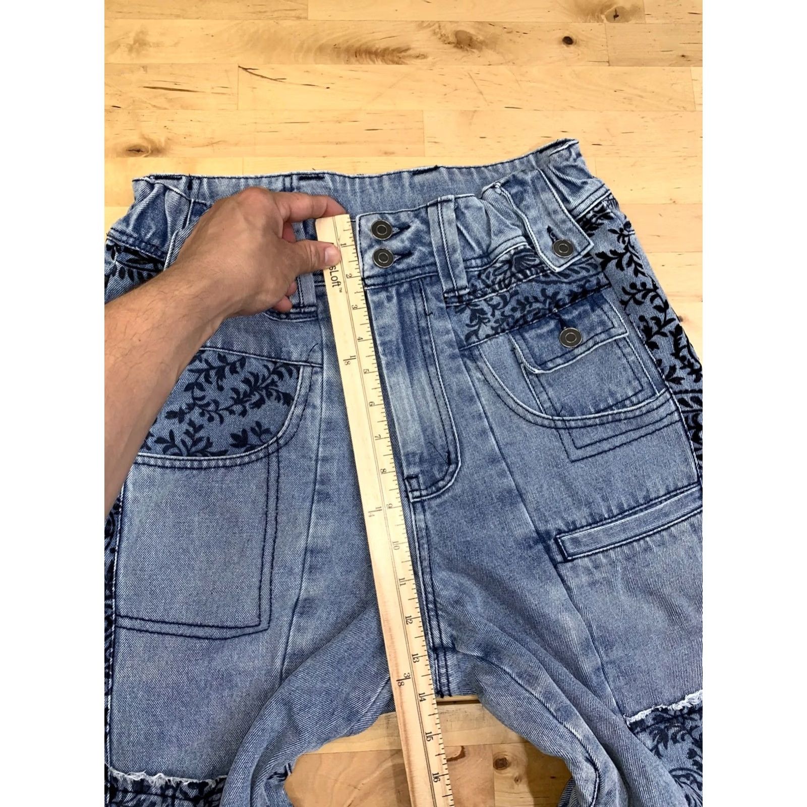 Vintage Oli & Hali OH Patchwork Jeans Women S Blue Boho Relaxed Jeans Patchwork Paisley 13369 S Blue Women Jeans Style Straight Bohemian Hippie 90s Size 28" / US 6 / IT 42 - 6 Thumbnail