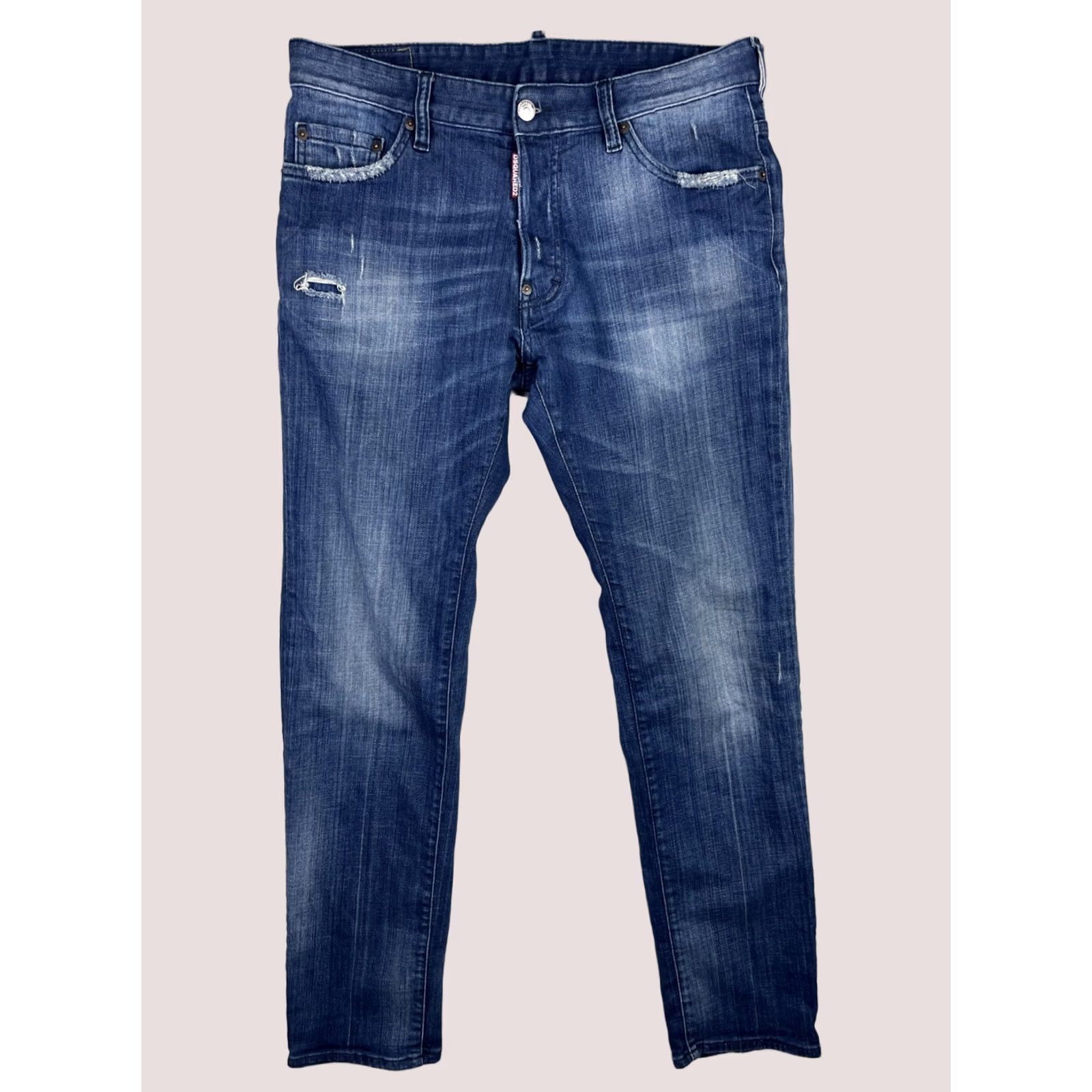 Dsquared2 Dsquared2 Jeans Mens 50 Slim Distressed 33x31 Blue Denim 5-Pocket Italy City Hip Hop Logo Jeans Size US 34 / EU 50 - 1 Thumbnail