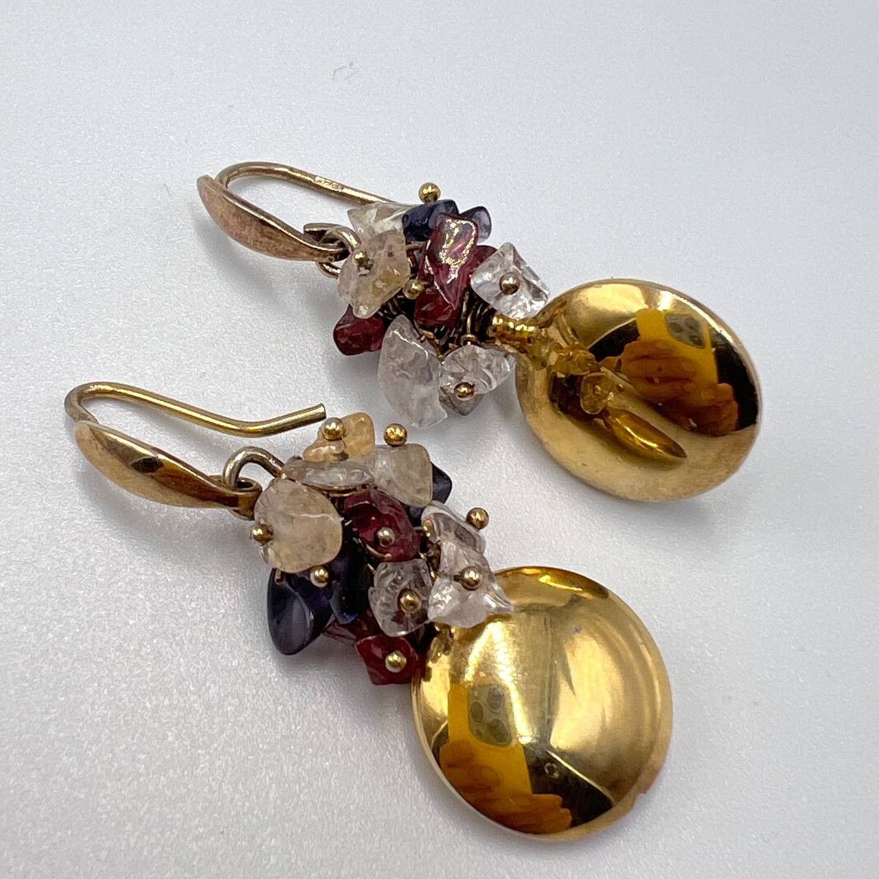Vintage Gilt Sterling Silver Vintage Earrings Quartz Gemstone Signed Size ONE SIZE - 4 Thumbnail