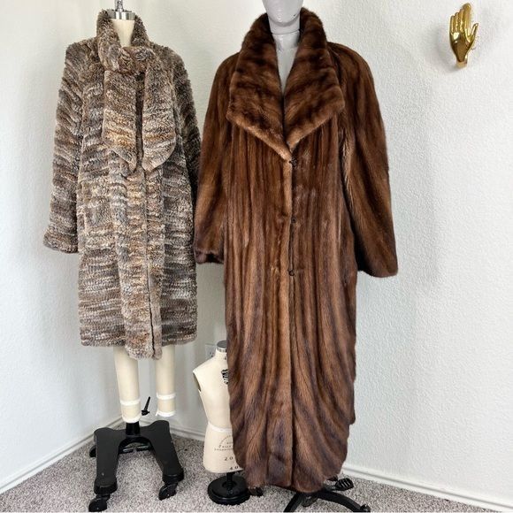 Vintage Cassin New York Rabbit Ribbon Fur Coat Scarf Wrap Midi Pocke Size L / US 10 / IT 46 - 12 Thumbnail