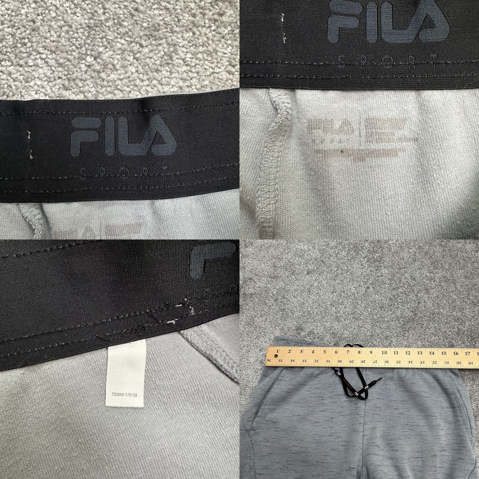Fila FILA Sport Sweatpants Mens Large Gray Drawstring Tapered Active 32x28.5 Men's Pant Regular Fit Size US 33 - 8 Thumbnail