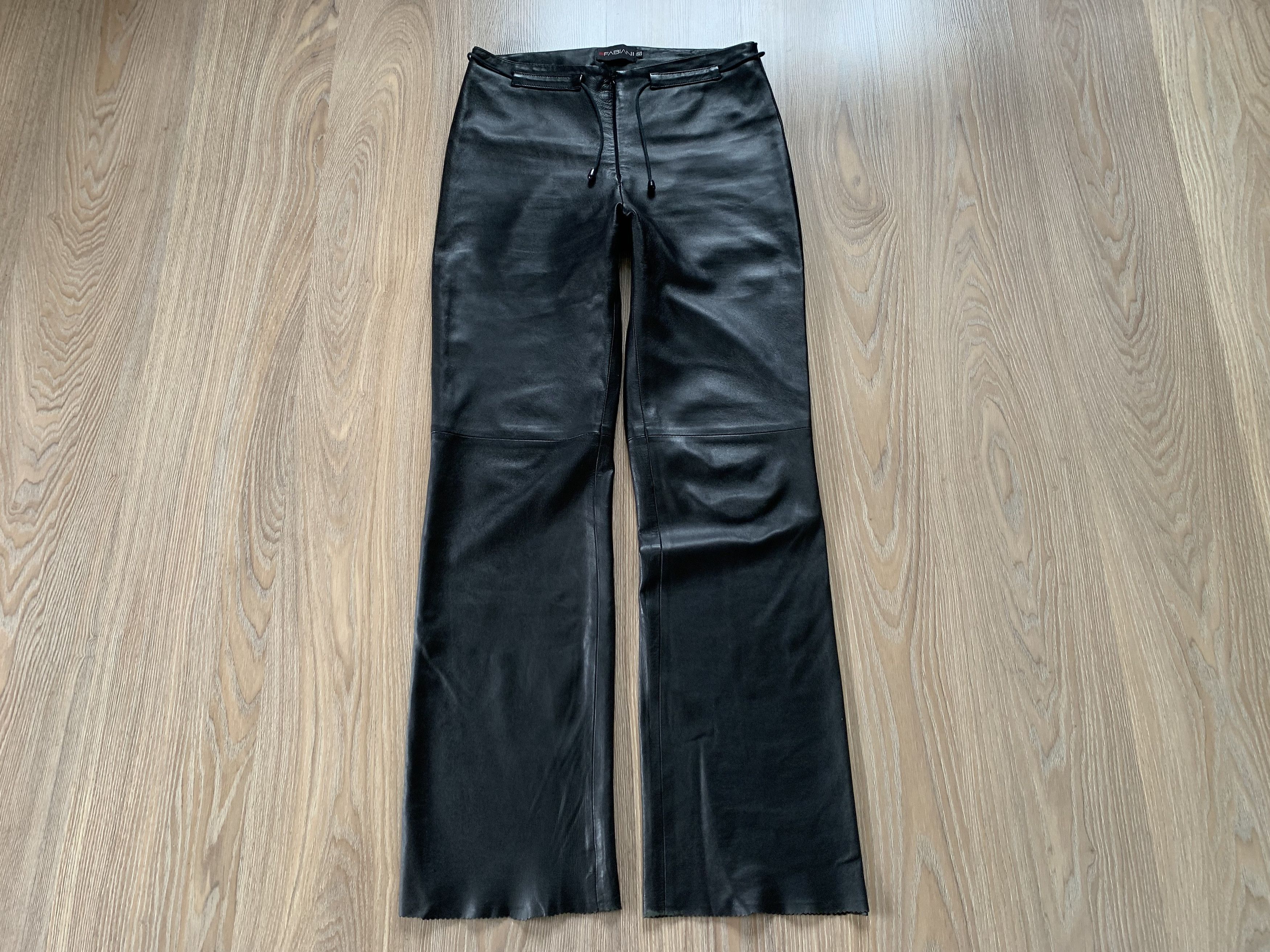 Leather Fabiani Women's Vintage Leather Bell Bottom Pants Size 26" / US 2 / IT 38 - 2 Thumbnail