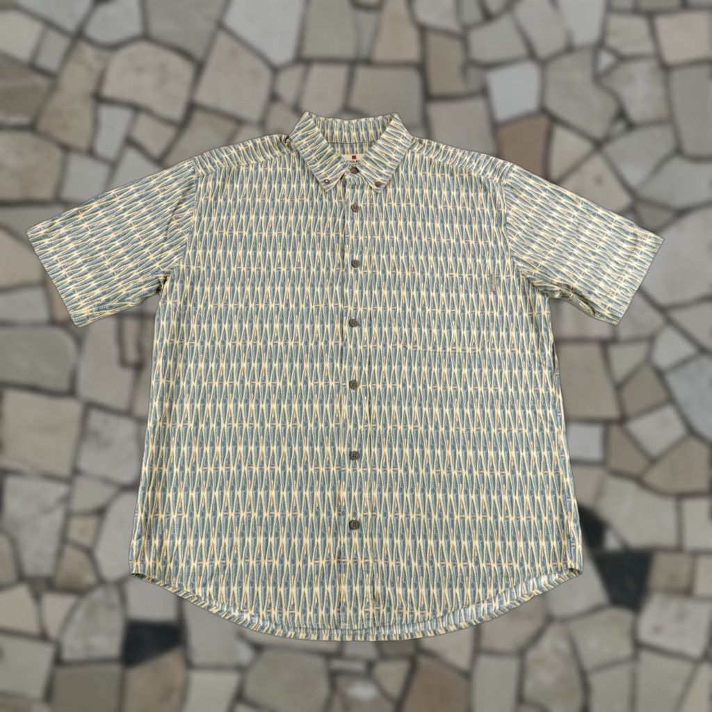 Vintage Woolrich Button-Up Shirt Mens Medium Blue Geometric Outdoor Casual Short Sleeve Size US M / EU 48-50 / 2 - 1 Thumbnail