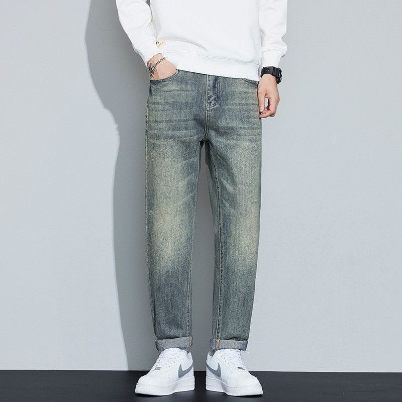 Vintage American-style washed distressed straight leg jeans for men Size US 32 / EU 48 - 1 Thumbnail