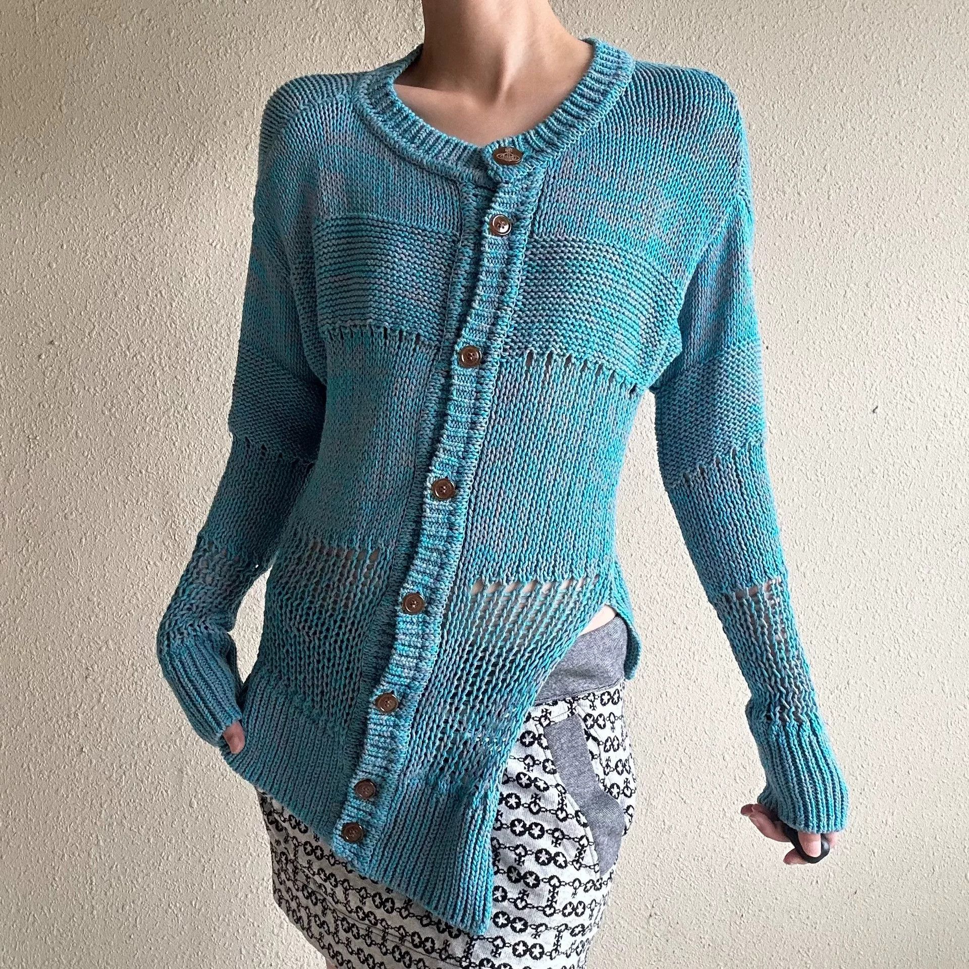 Vivienne Westwood vivienne westwood blue irregular knit cardigan Size M / US 6-8 / IT 42-44 - 1 Thumbnail