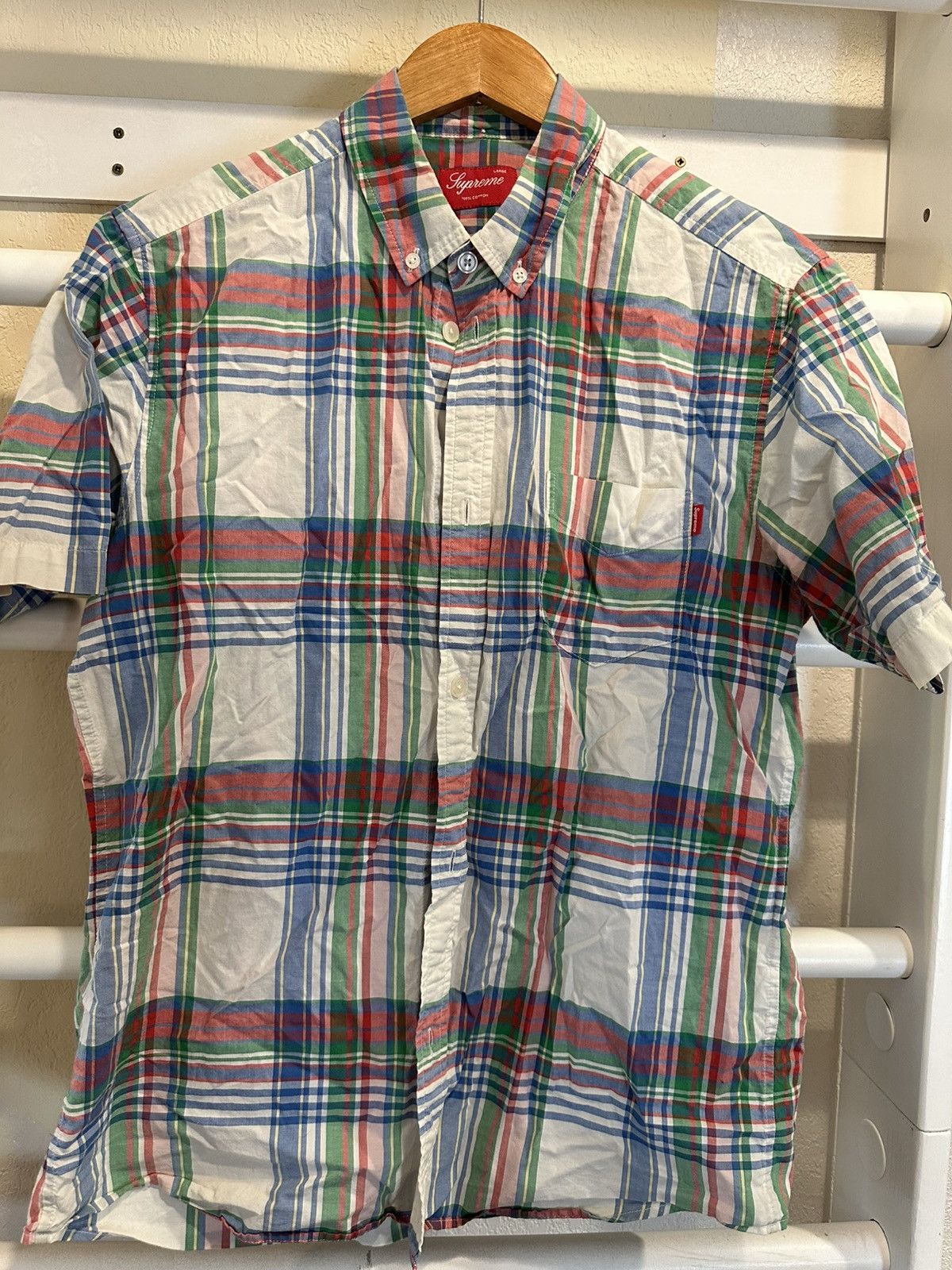 Supreme Vintage supreme plaid button short sleeve Size US L / EU 52-54 / 3 - 1 Thumbnail