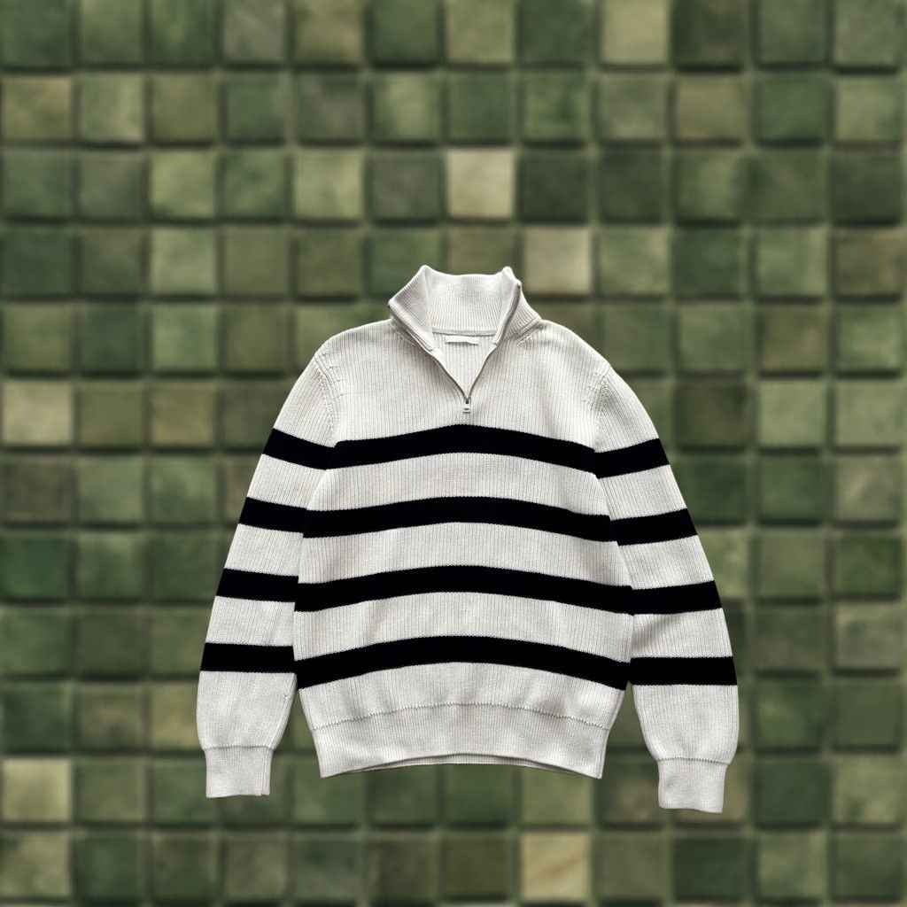 Zara VINTAGE Zara Knitted Stripped 1/3 Zip Sweater Men L White Logo Knit Sweatshirt Vintage Mens Regular 80s 90s Classic Streetwear USA Italy Zip Pullover Size US L / EU 52-54 / 3 - 1 Thumbnail