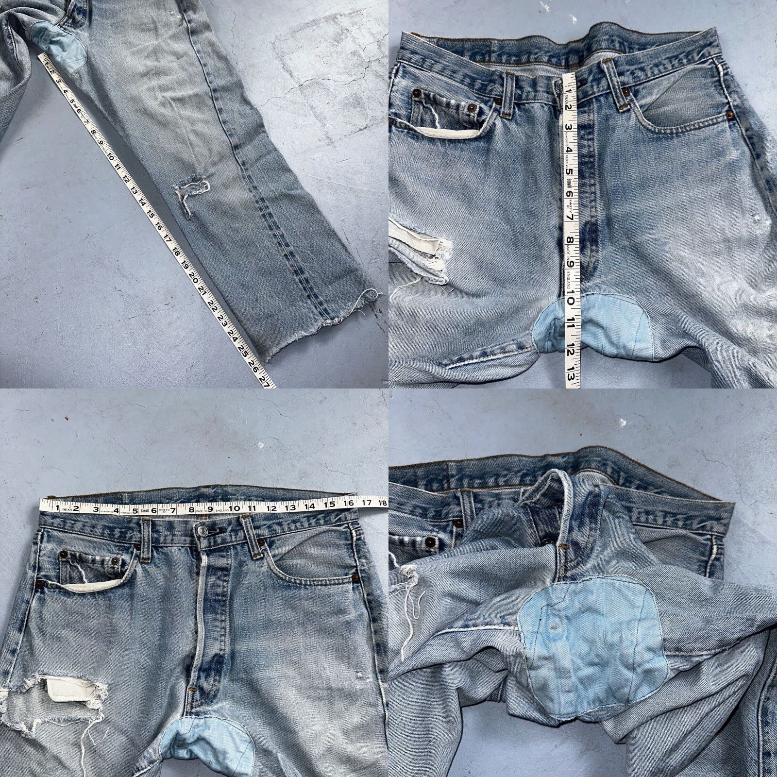 Levi's VINTAGE Levi's 501 Jeans Mens Regular 36x30 Blue Cotton Denim Distressed 80s USA Redline Selvedge Thrashed 36x30 Act 33x26 Size US 36 / EU 52 - 8 Thumbnail