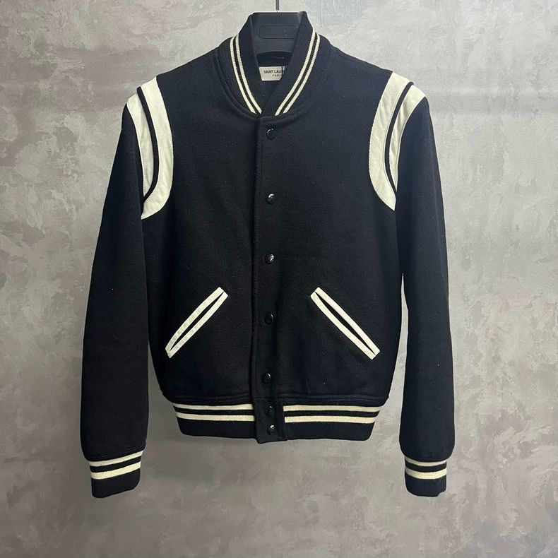 Saint Laurent Paris Saint Laurent Black Striped Baseball Jacket-dmc Size US L / EU 52-54 / 3 - 1 Thumbnail