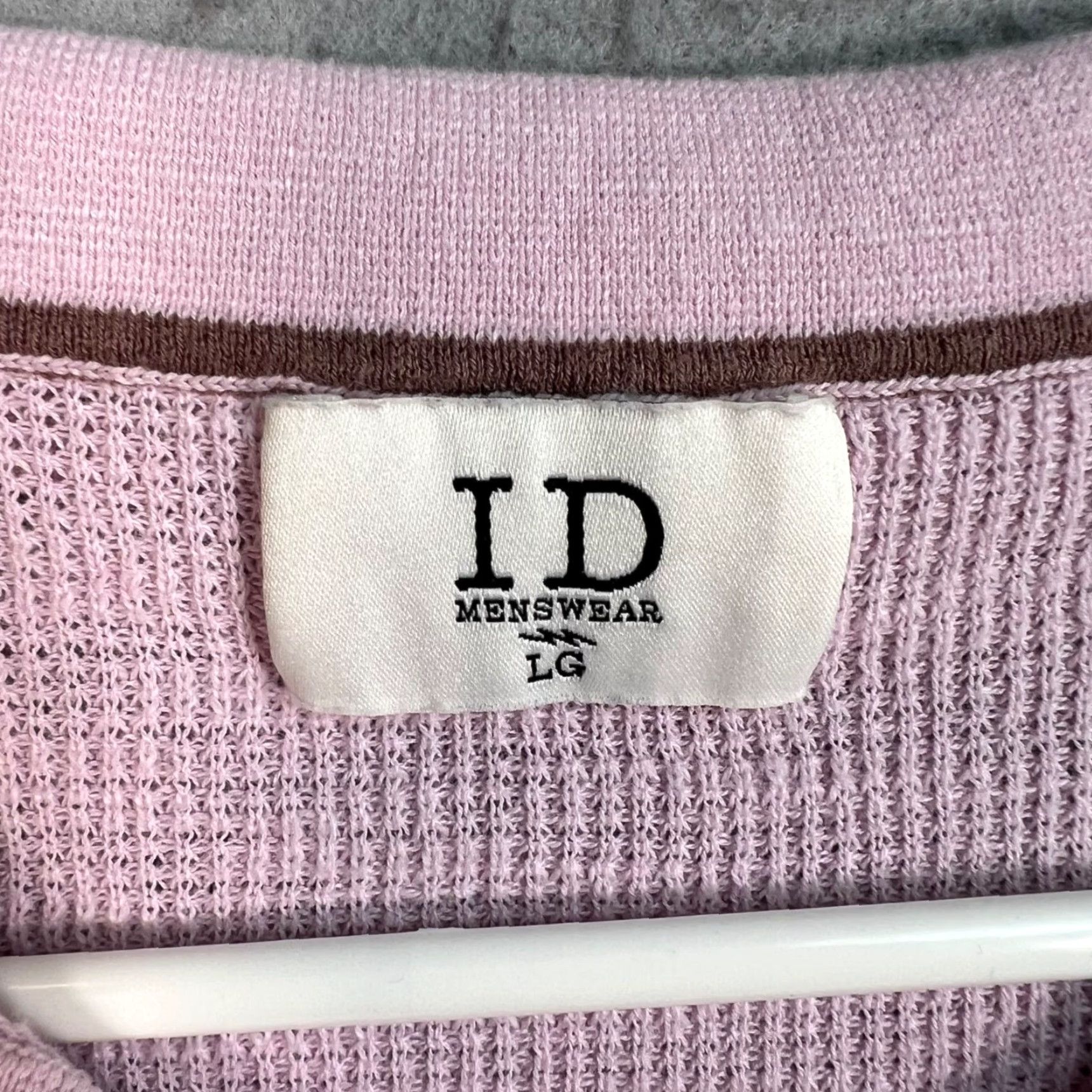 Vintage ID Menswear Polo Shirt Mens Size L Cotton Linen Blend Short Sleeve Collared Knitted Solid Pink Summer Casual Men Menswear Knit Polo 90s? Size US L / EU 52-54 / 3 - 3 Thumbnail