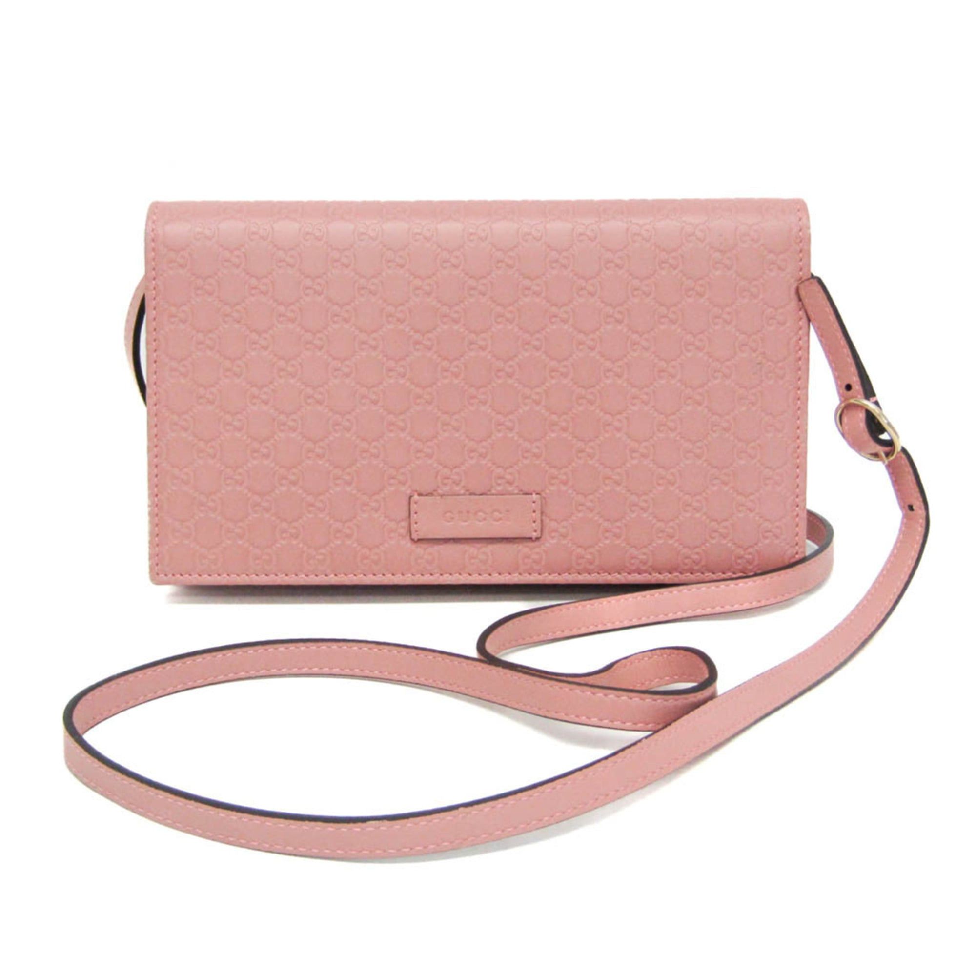 Gucci Gucci MicroGuccissima 466507 Women's Leather Chain/Shoulder Wallet Pink Size ONE SIZE - 1 Thumbnail