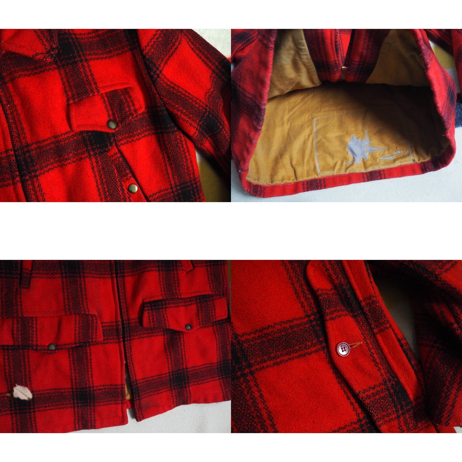 Vintage VTG Penneys USA Mackinaw Jacket Coat Mens L Wool Zip Plaid Red Black 50s Size US L / EU 52-54 / 3 - 8 Thumbnail