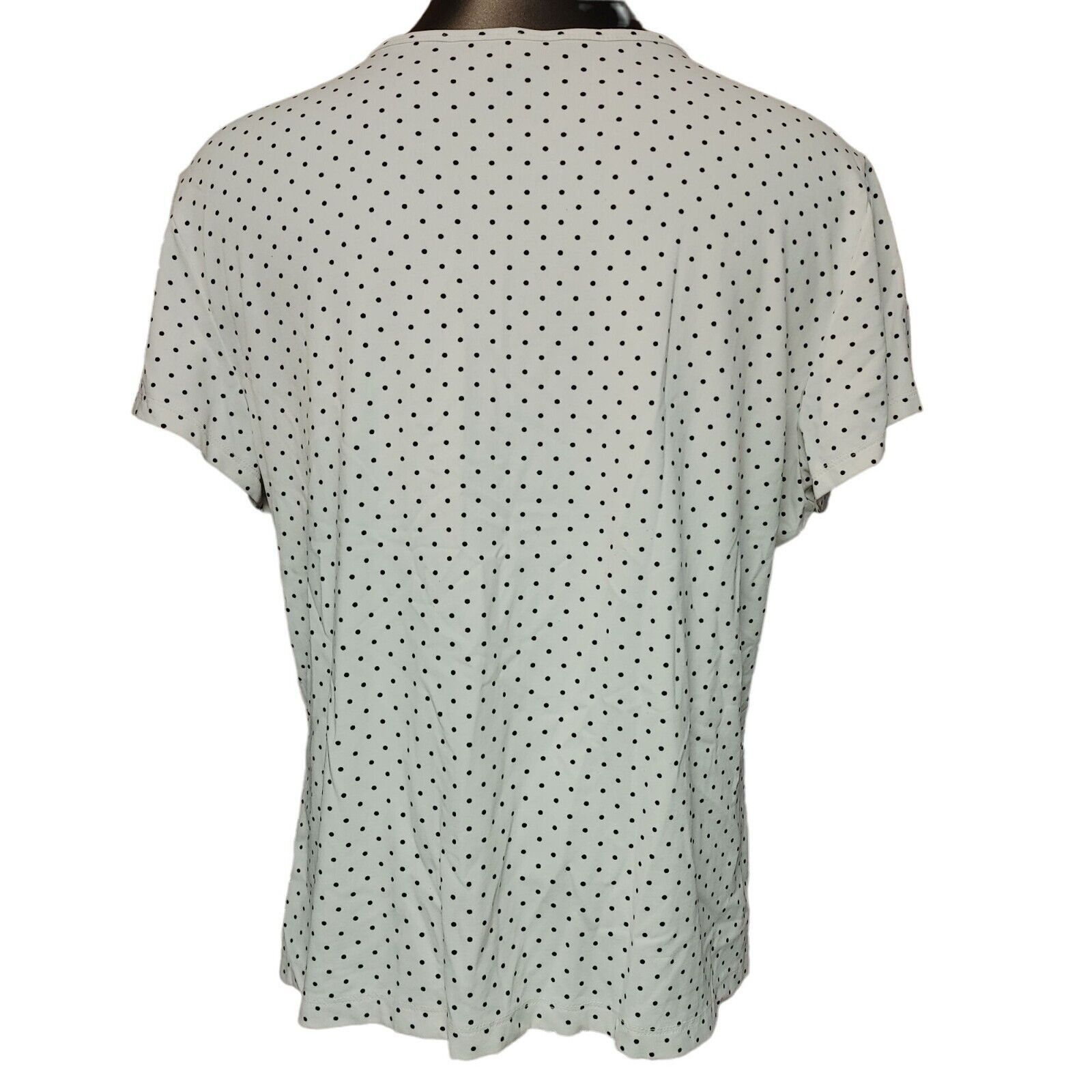 George George Women's White Polka Dot Short Sleeve Basic Tee XL Size XL / US 12-14 / IT 48-50 - 2 Thumbnail