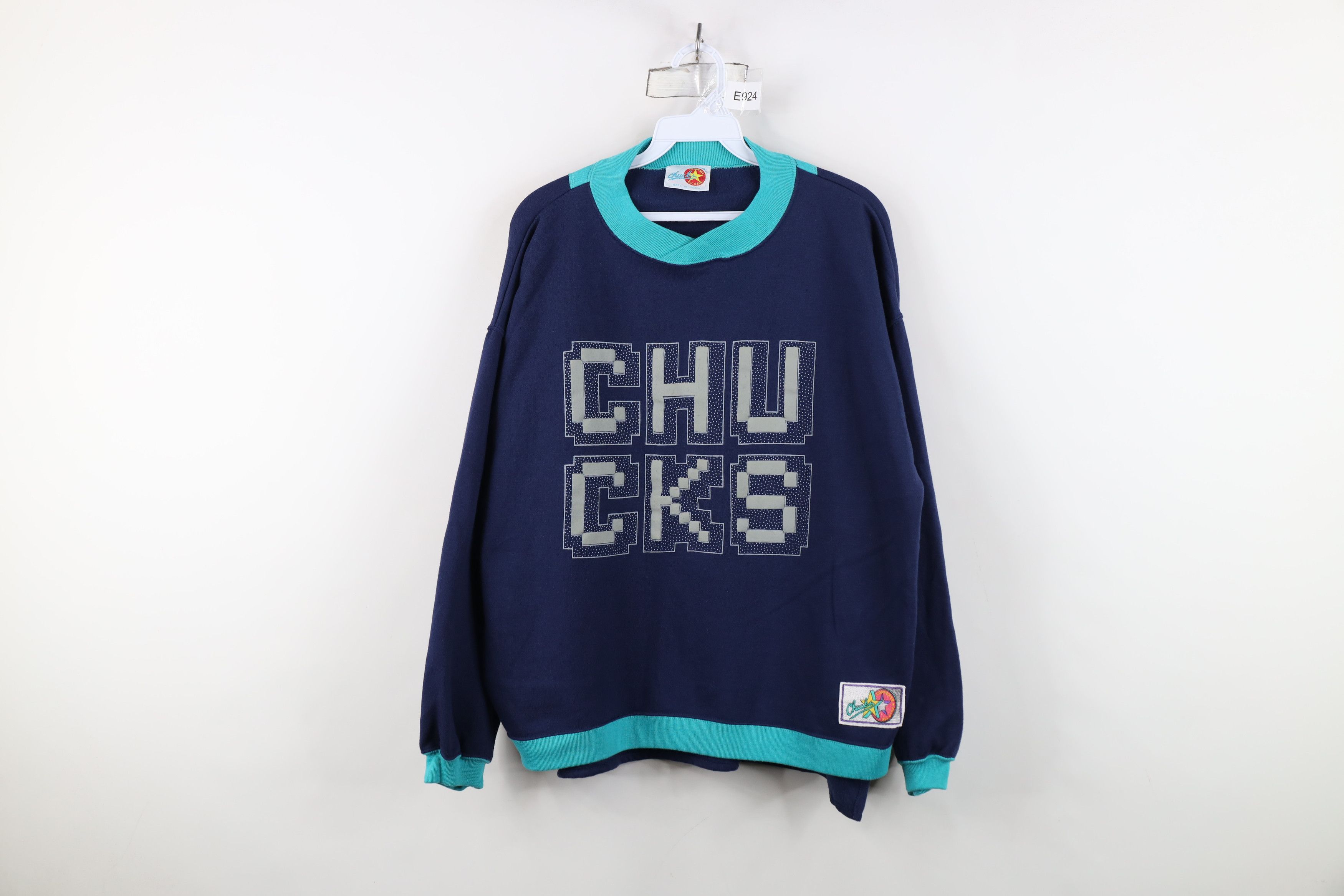 Converse Vintage 90s Converse Chuck Taylor Block Sweatshirt Blue Size XL / US 12-14 / IT 48-50 - 1 Thumbnail