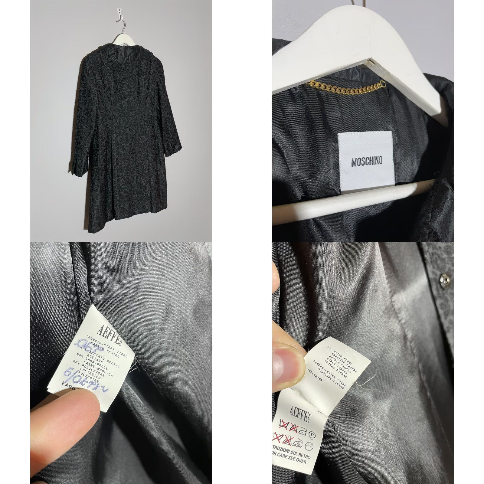 Moschino Moschino Coat Women’s Black Leaf Pattern Overcoat Jacket S Size S / US 4 / IT 40 - 8 Thumbnail