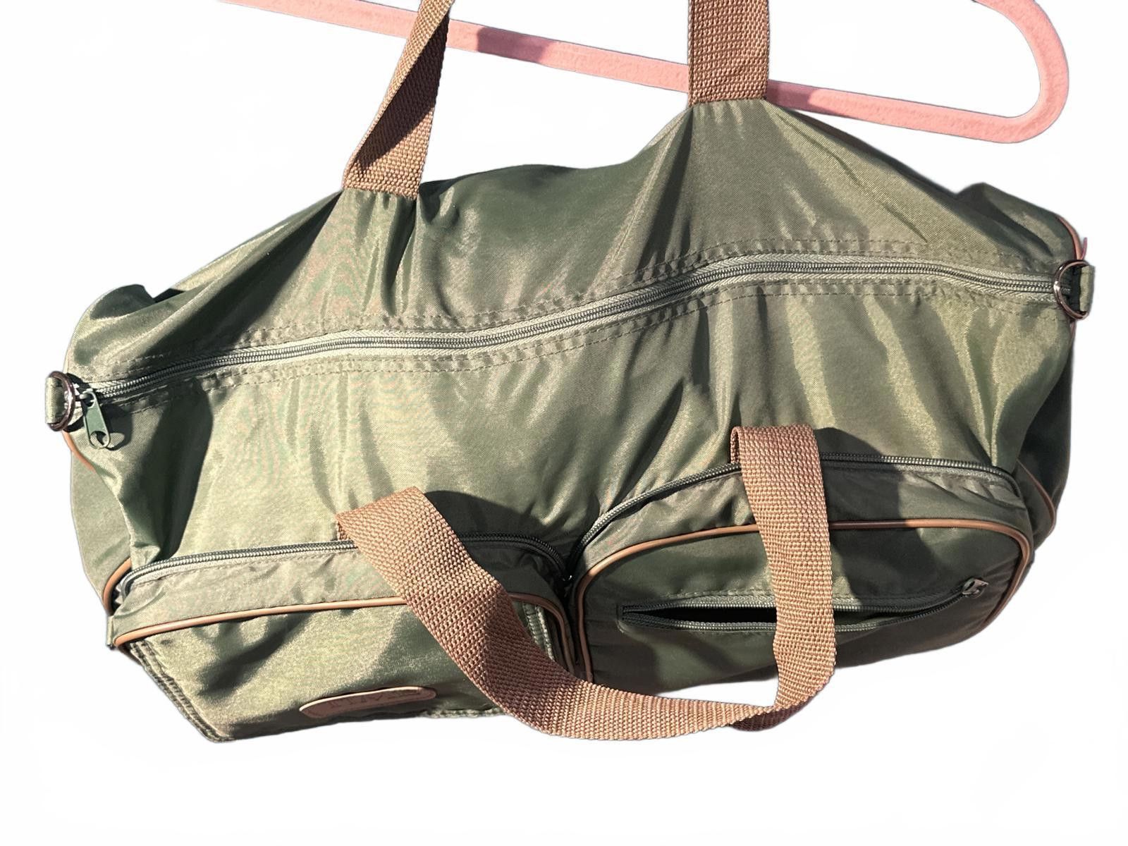 Timberland VTG 80s Green Nylon “Time Magazine” Collapsible Duffel Size ONE SIZE - 4 Thumbnail