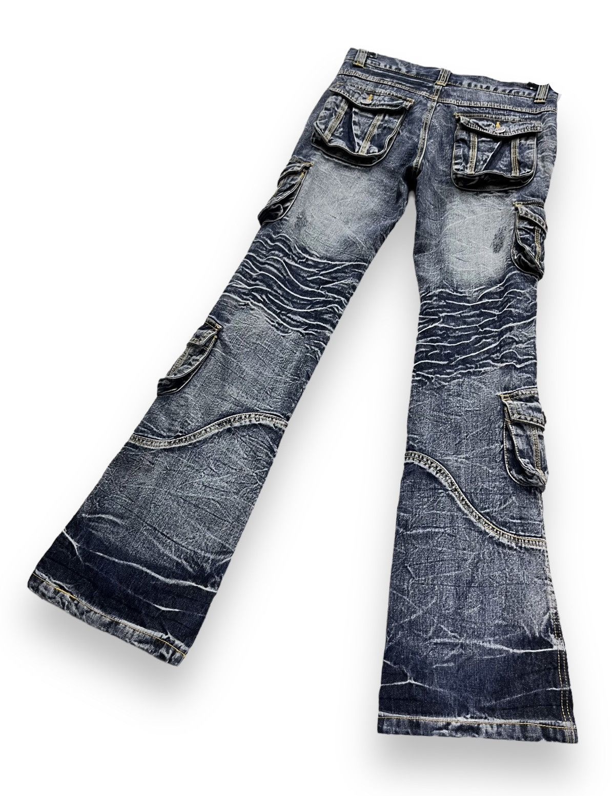 LOWBOX 🔥LOWBOX Distressed Whiskered Multipocket Punk Flare Denim Size US 29 - 6 Thumbnail