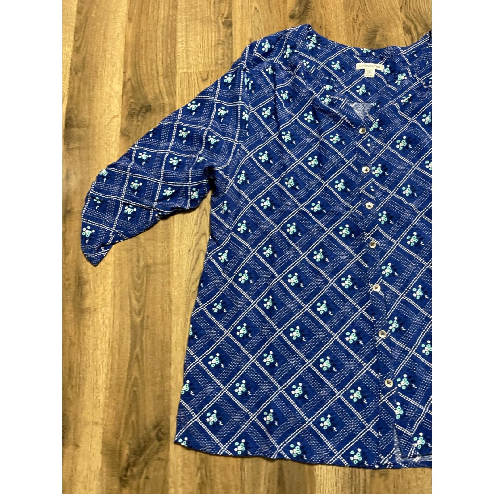 Croft & Barrow VINTAGE Croft & Barrow Shirt Womens XXL Blue White Button Up Long Sleeve Size XXL / US 16-18 / IT 52-54 - 4 Thumbnail