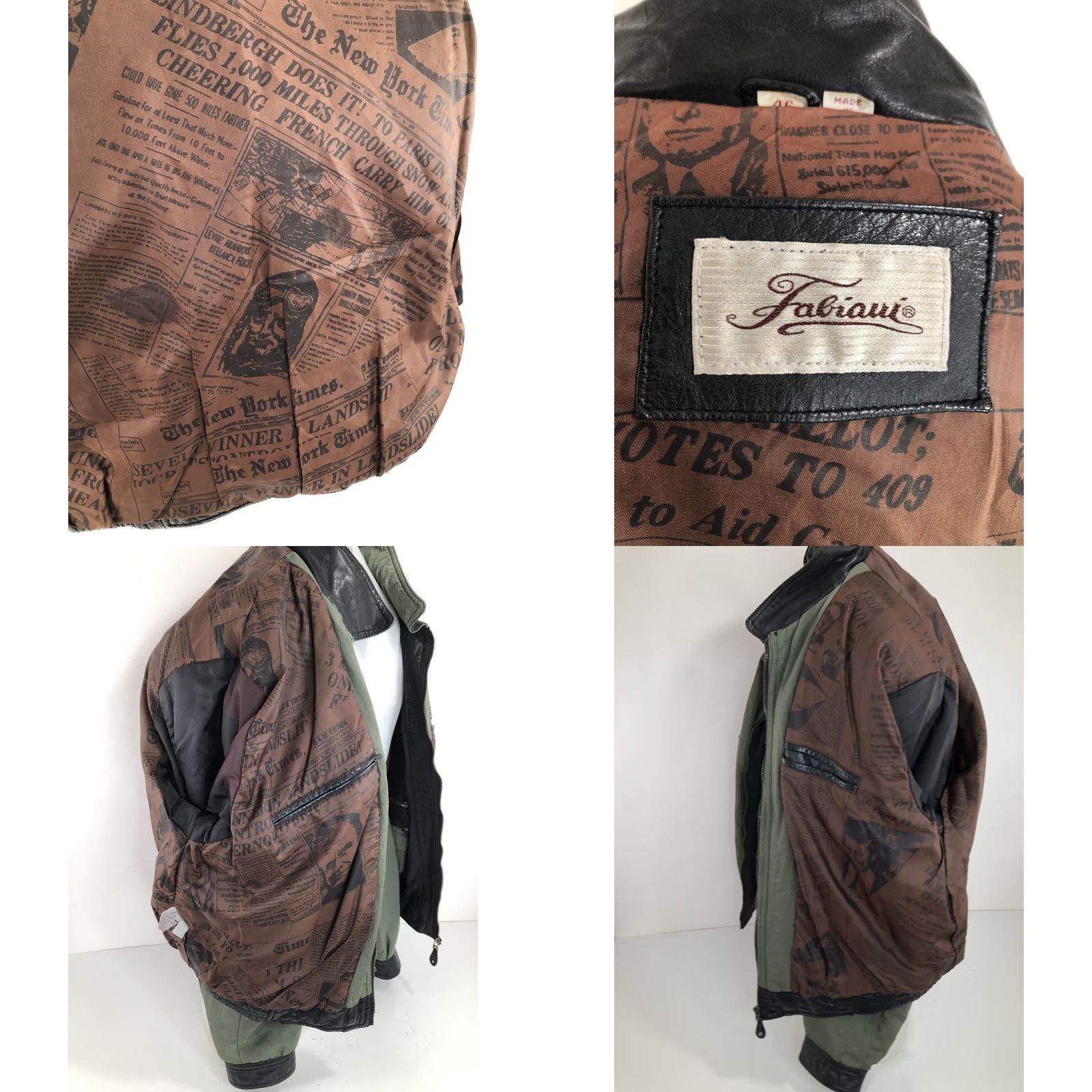 Vintage VINTAGE Fabiani Jacket Mens 46 Brown LEATHER Embossed 90s Logo Bomber Size US S / EU 44-46 / 1 - 8 Thumbnail