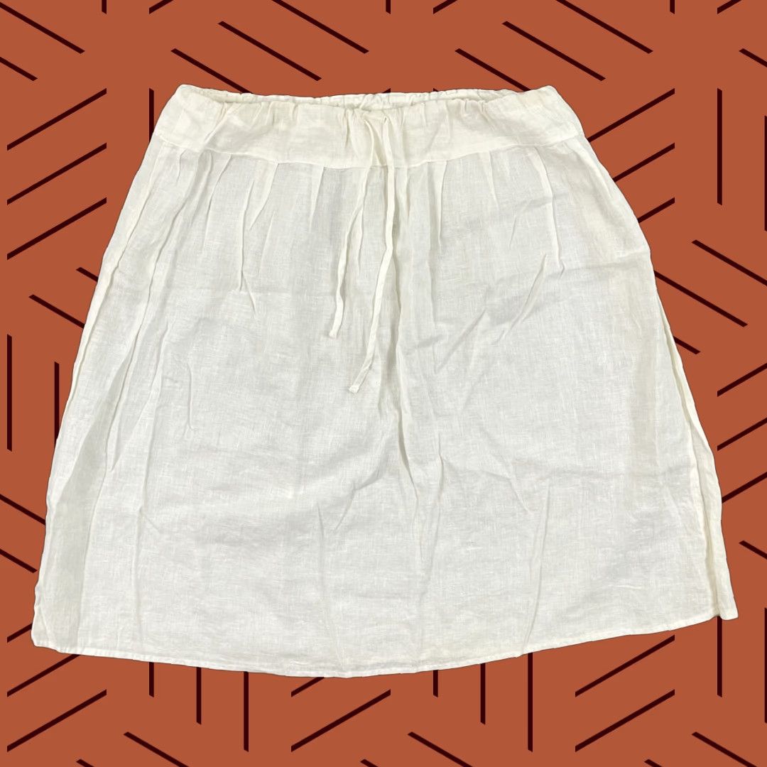 Vintage CP SHADES Skirt Women Large White Linen A-Line Pull On Elastic Waist Minimalist Bohemian Size 36" / US 14 / IT 50 - 1 Thumbnail