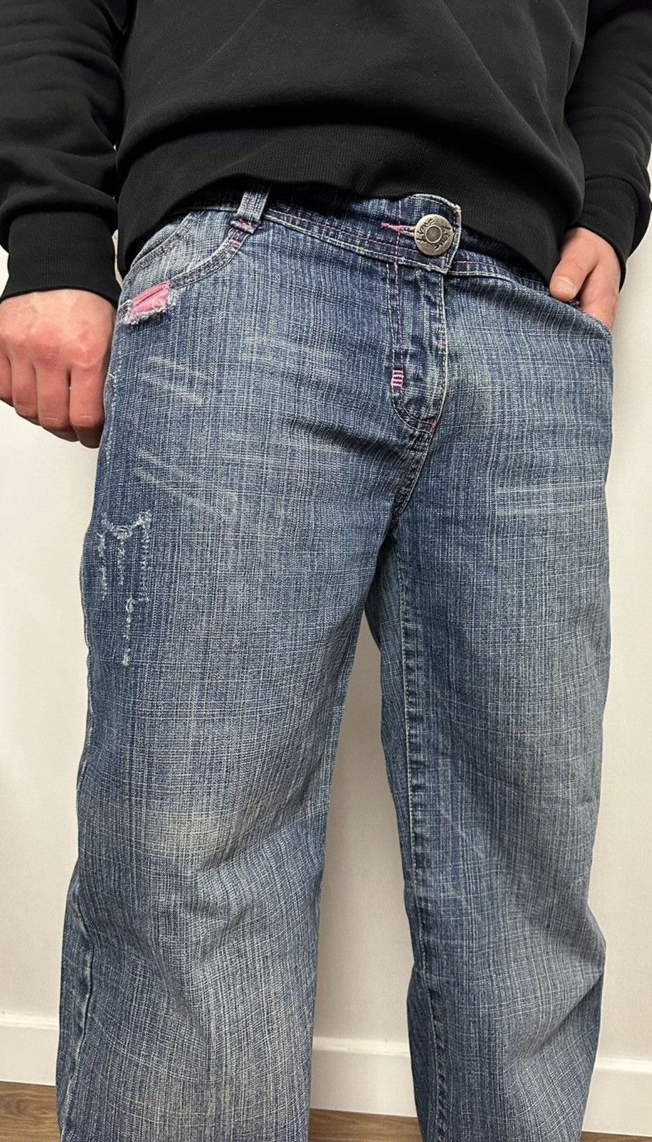 Japanese Brand × Vintage Vintage Wide Distressed Denim Unisex Pants Size US 33 - 10 Thumbnail