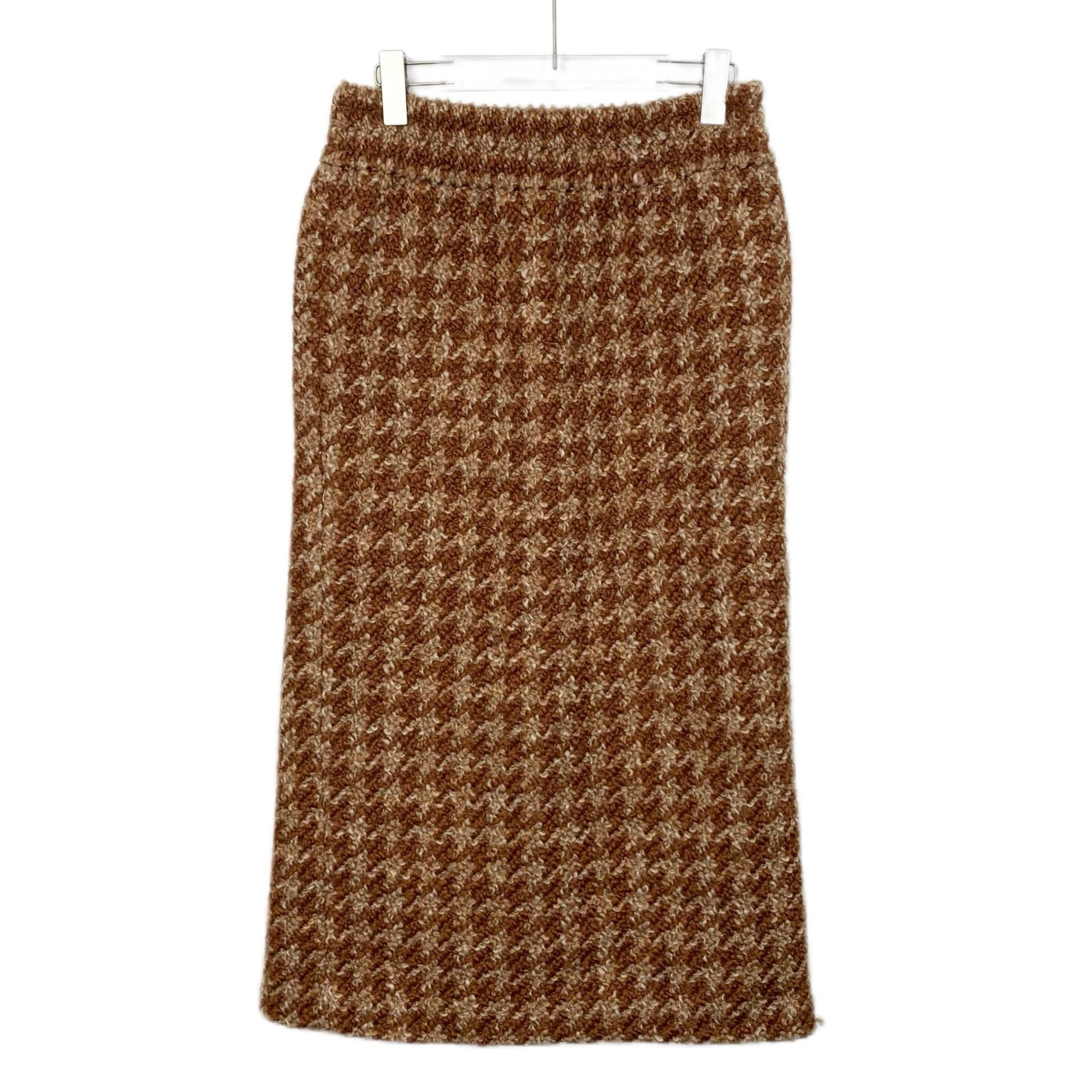 Miu Miu Miu Miu Brown Checkered Rear Slit Wool Blend Skirt Size 44 M Size 30" / US 8 / IT 44 - 1 Thumbnail