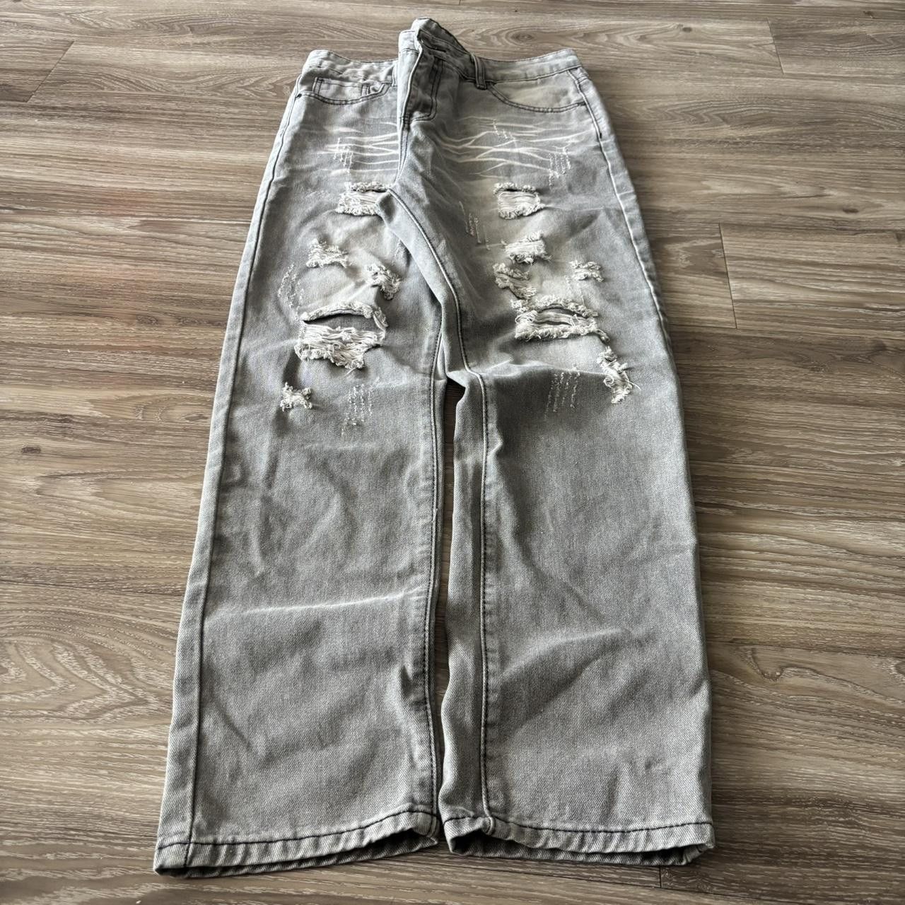 Japanese Brand Crazy Vintage Y2K/2000s Grunge Faded Grey Distressed Denim Jeans! 34x30 Size US 34 / EU 50 - 3 Thumbnail