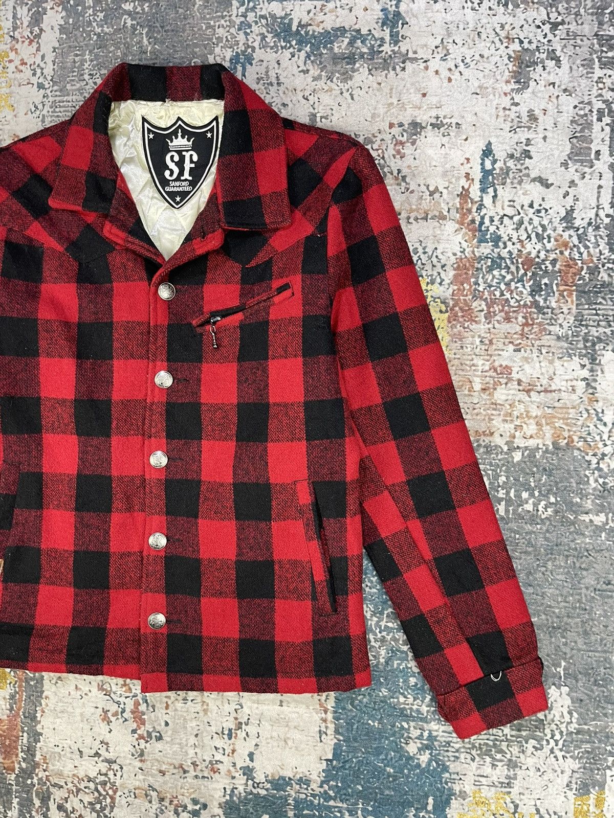 Japanese Brand SF Sanford Guaranteed Red Checkered Plaid Jacket Size US S / EU 44-46 / 1 - 3 Thumbnail