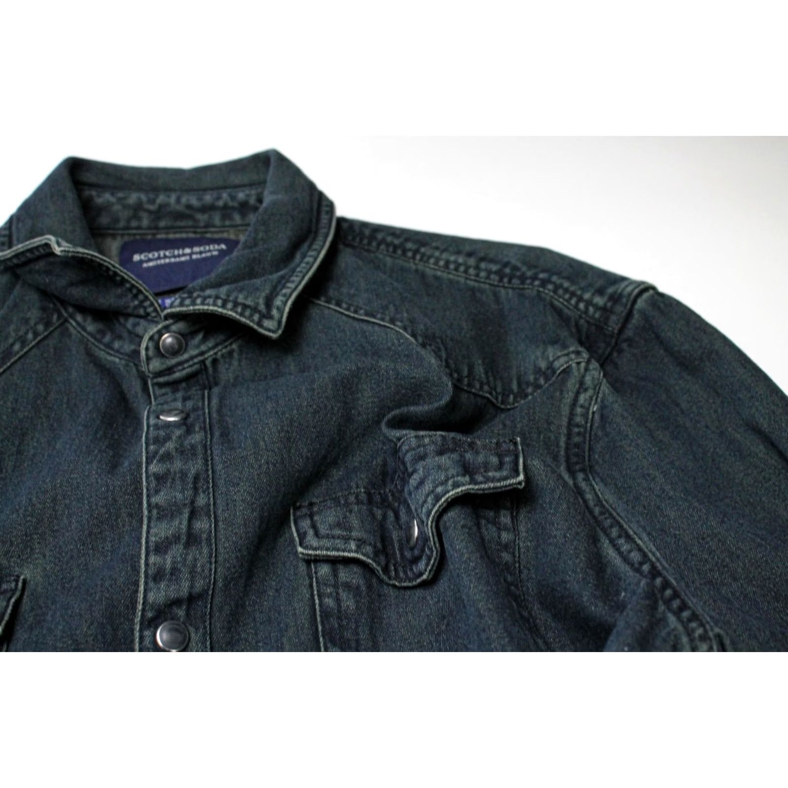 Scotch & Soda SCOTCH & SODA The Western Shirt Regular Shirt Men's LARGE Dark Denim Aged Look Size US L / EU 52-54 / 3 - 5 Thumbnail