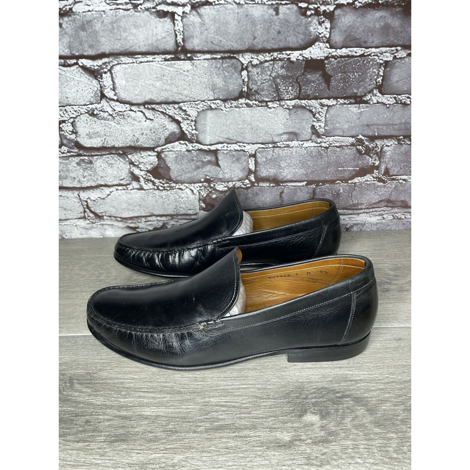 Santoni Santoni Black Leather Moc Toe Slip On Dress Loafers Shoes Me Size US 9.5 / EU 42-43 - 15 Thumbnail