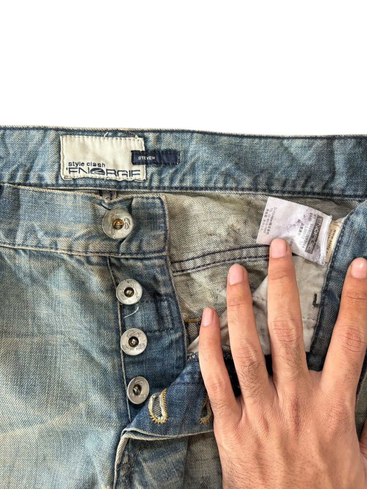 Energie Vintage Energie Dirtied Mud Wash Distress Flare Jeans Size US 32 / EU 48 - 5 Thumbnail