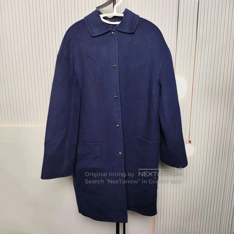 Hermes Cashmere Wool Coat Navy 38.