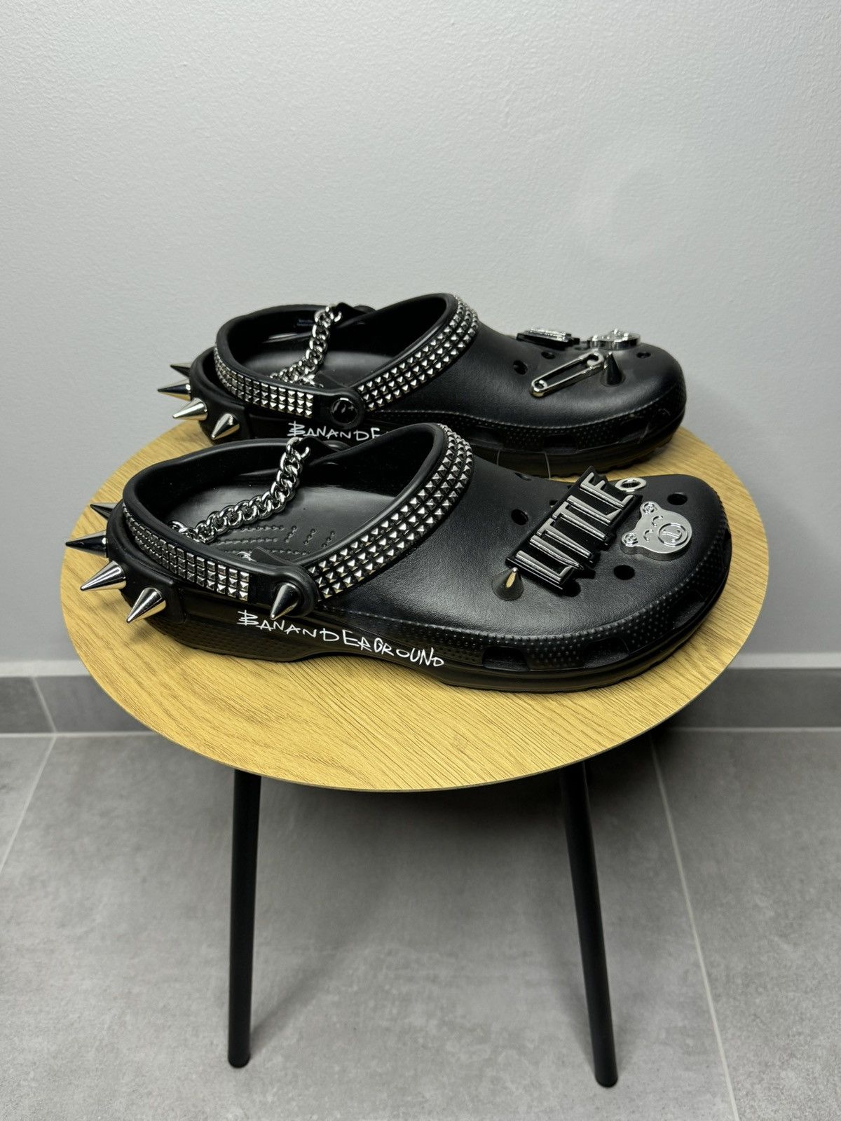 image of Little Big Avant Garde Studded Slides in Black, Men's (Size 12)