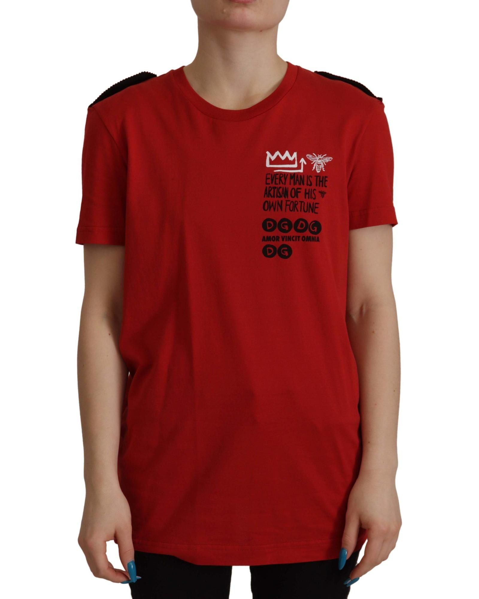 image of Dolce Gabbana Crewneck T-Shirt in Red, Women's (Size Medium)